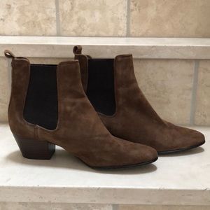Brown suede booties